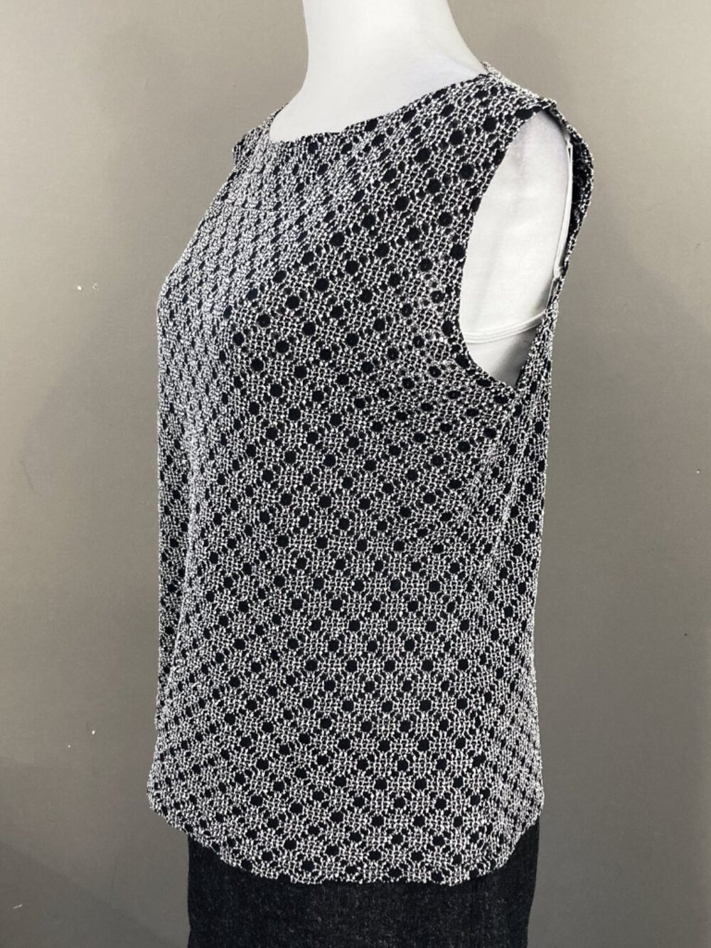NICOLA Vintage geometric stitching black lace sleeveless shirt Y2K MEDIUM LARGE - Picture 8 of 16